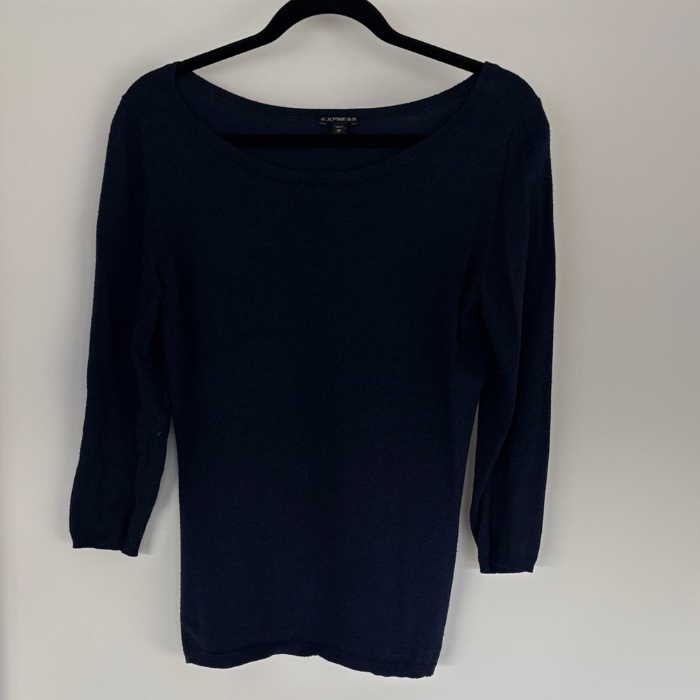 Express Navy Blue Women's Crew Neck Sweater